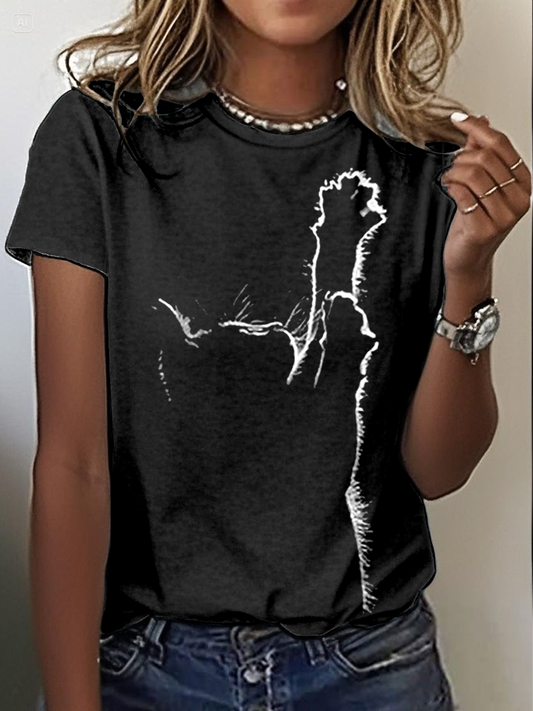 T-shirt à manches courtes chat mignon pour femmes