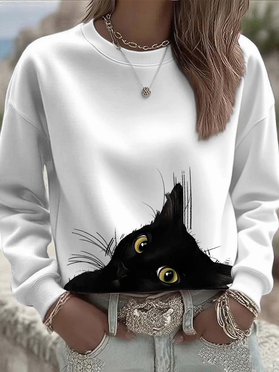 Sweat-shirt Femme Chat Mignon