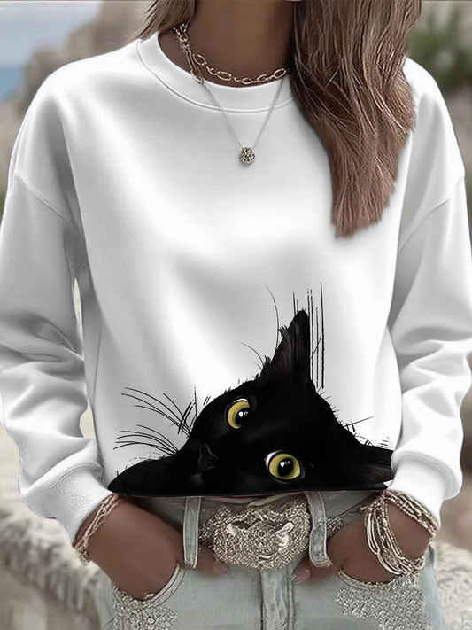 Sweat-shirt Femme Chat Mignon