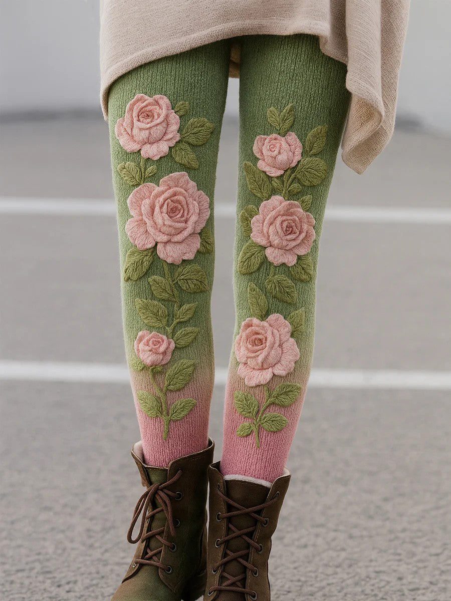Bas Vintage Art Floral Imprimé Femme