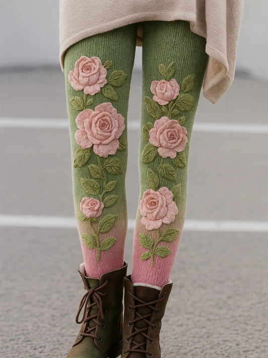 Bas Vintage Art Floral Imprimé Femme