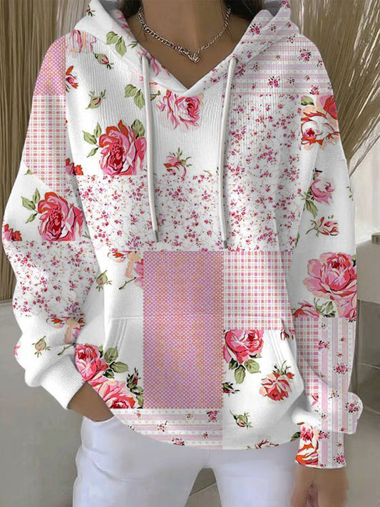 Sweat à Capuche Décontracté Femme Rose Cancer Du Sein Imprimé