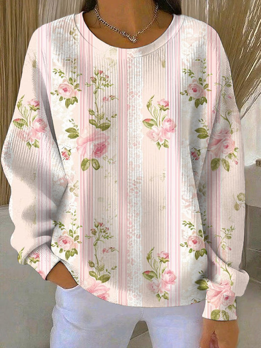 Sweatshirt Décontracté Femme Rose Imprimé Cancer Du Sein