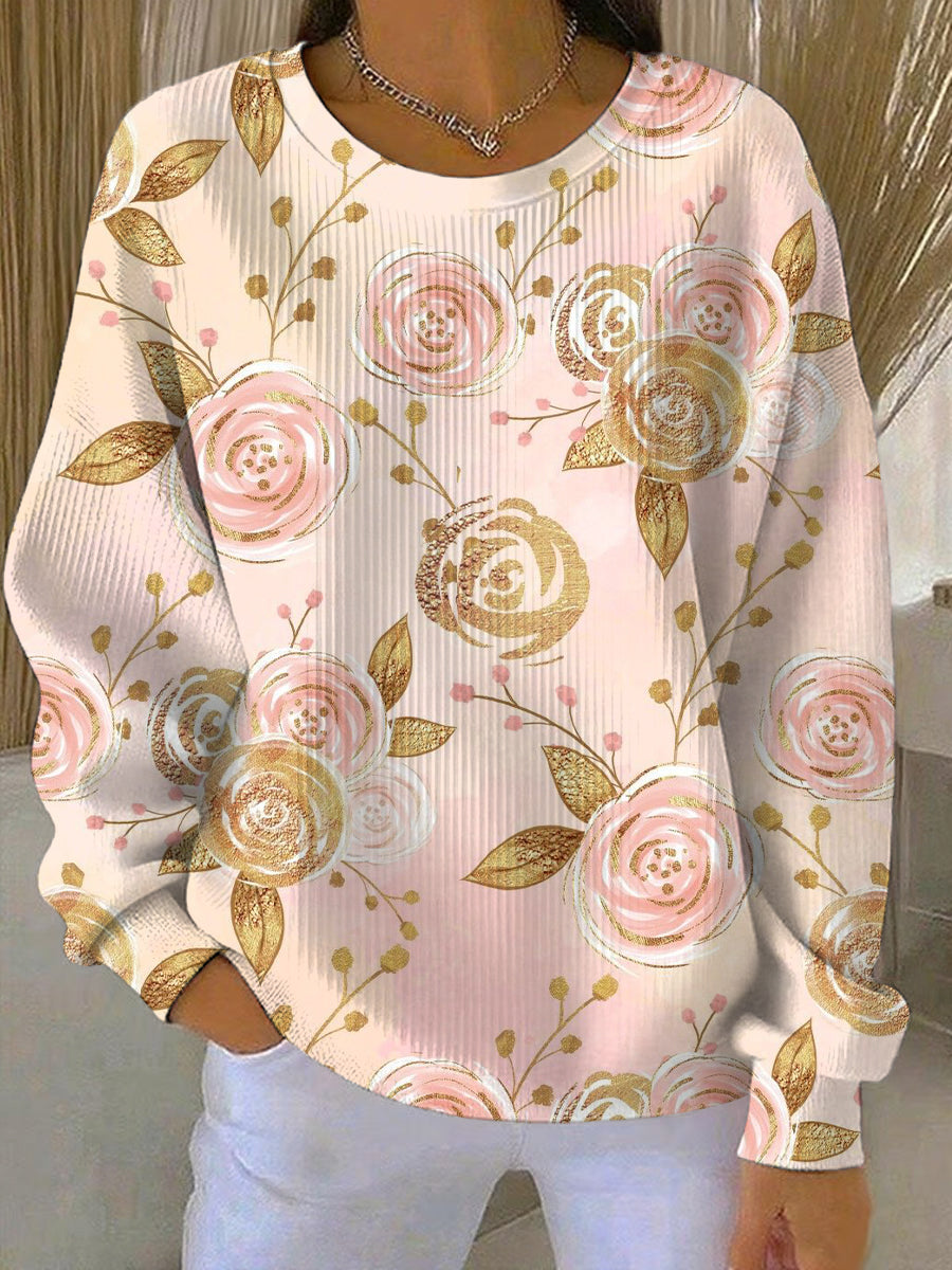 Sweatshirt Décontracté Femme Rose Imprimé Cancer Du Sein