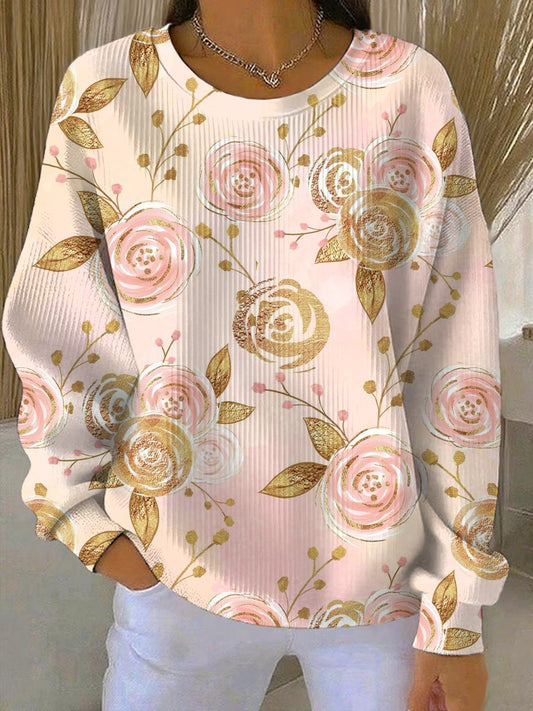 Sweatshirt Décontracté Femme Rose Imprimé Cancer Du Sein