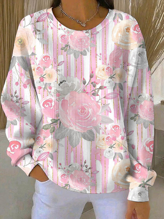 Sweatshirt Décontracté Femme Rose Imprimé Cancer Du Sein