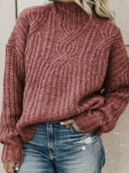 Pull à col roulé en tricot torsadé pour femmes