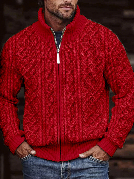 Cardigan en tricot confortable Vintage Cable Texture pour hommes