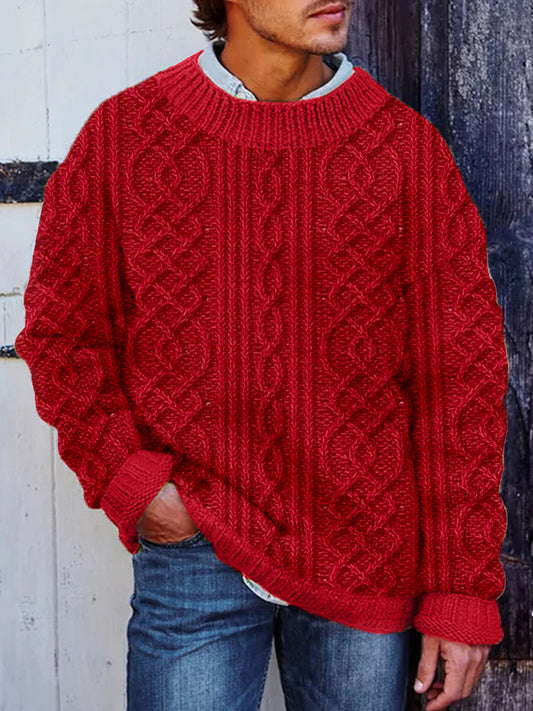 Pull en tricot confortable Vintage Cable Texture pour hommes