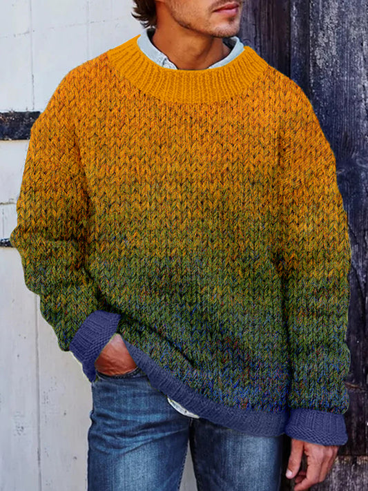 Pull en tricot confortable de couleur contrastée vintage pour hommes