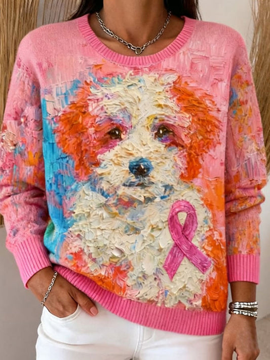 Chandail animal mignon de conscience de cancer du sein des femmes