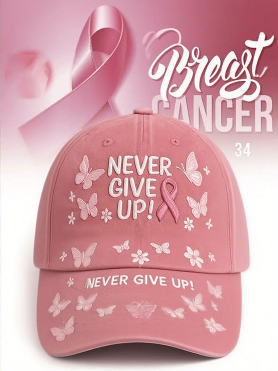 Chapeau imprimé unisexe Cancer du sein ne jamais abandonner