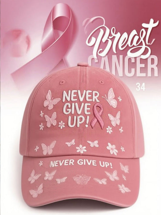 Chapeau imprimé unisexe Cancer du sein ne jamais abandonner