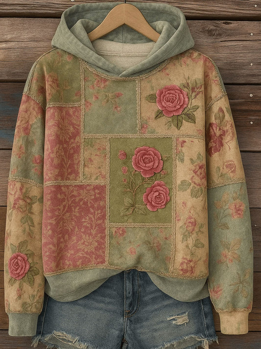Sweatshirt Régulier Retro Art Floral Femme
