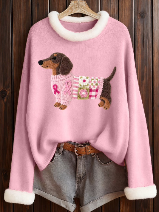 Femmes Belle Teckel Feutre Art Cosy Furry Top