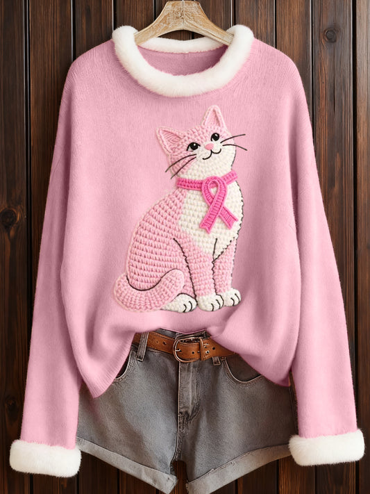 Le beau chat des femmes a brodé le dessus furry confortable