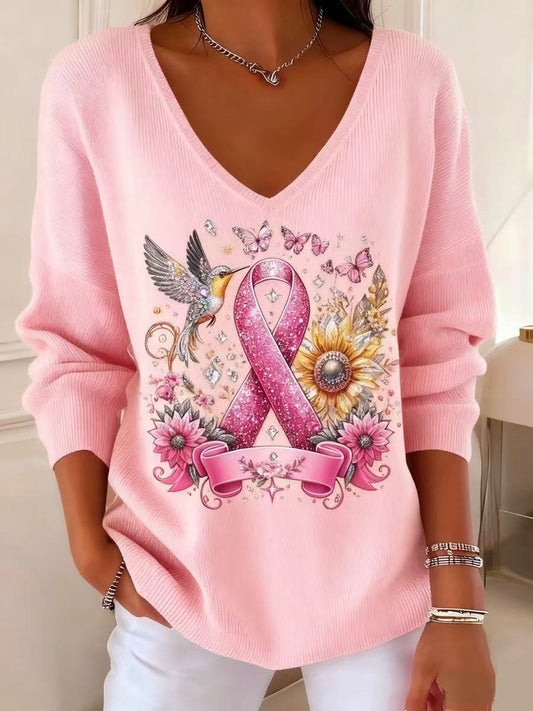 Haut Décontracté Rétro Animal Art Floral Col V Femme