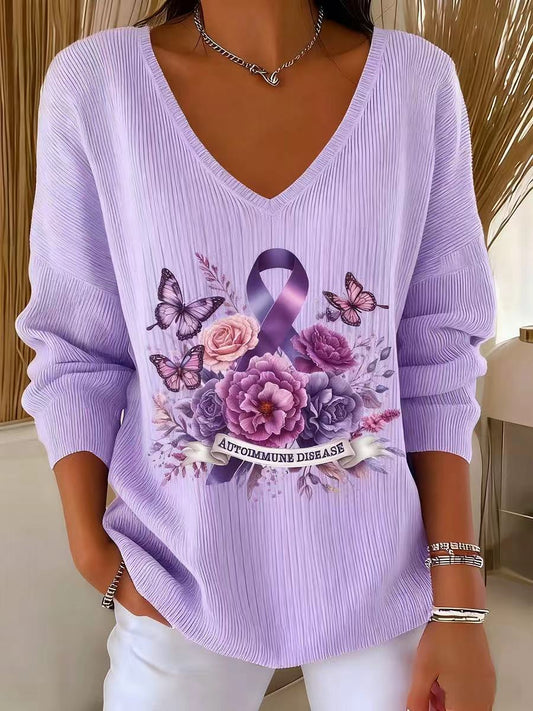 Haut Décontracté Rétro Animal Art Floral Col V Femme