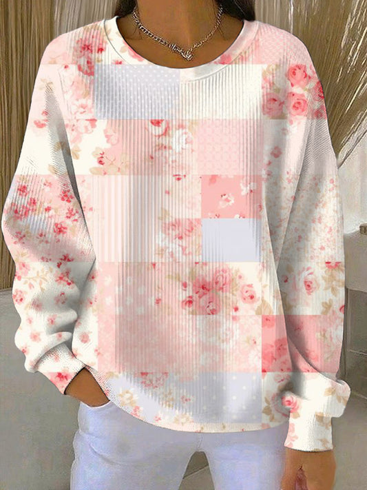 Sweatshirt Décontracté Femme Rose Imprimé Cancer Du Sein