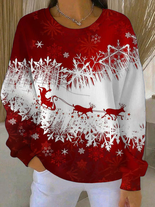 Sweatshirt ras du cou de renne de Noël pour femmes