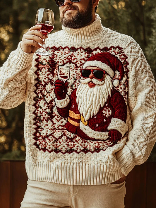 Les hommes de Noël Vintage Père Noël Imprimer Art Casual Pull en tricot