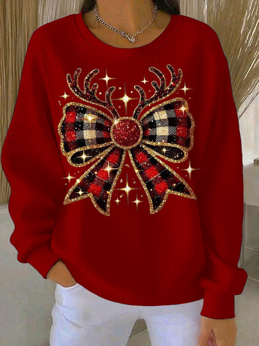 Noel des femmes arc mignon col rond Sweatshirt