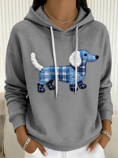 Chien Art Imprimer Drawstring Hoodie des femmes