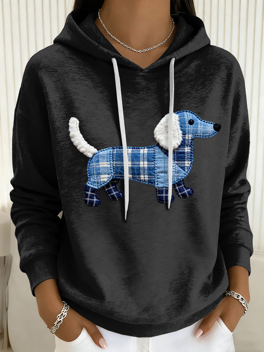 Chien Art Imprimer Drawstring Hoodie des femmes
