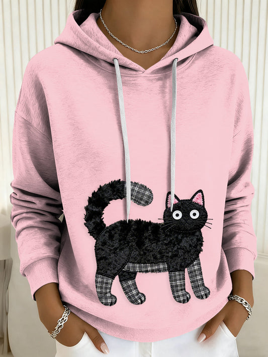 Sweat à Capuche Cat Drawstring Femme