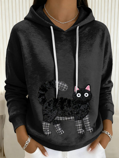 Sweat à Capuche Cat Drawstring Femme
