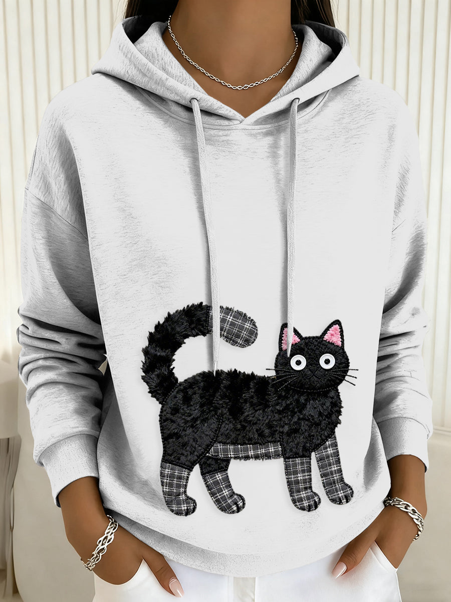 Sweat à Capuche Cat Drawstring Femme