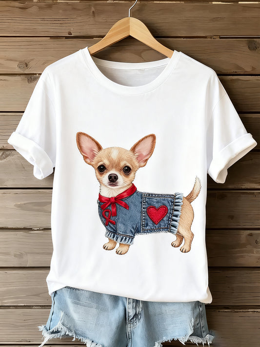 T-shirt confortable à imprimé animal vintage pour femmes