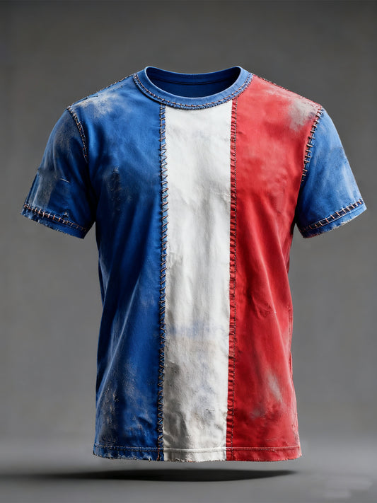 T-shirt imprimé drapeau français pour homme