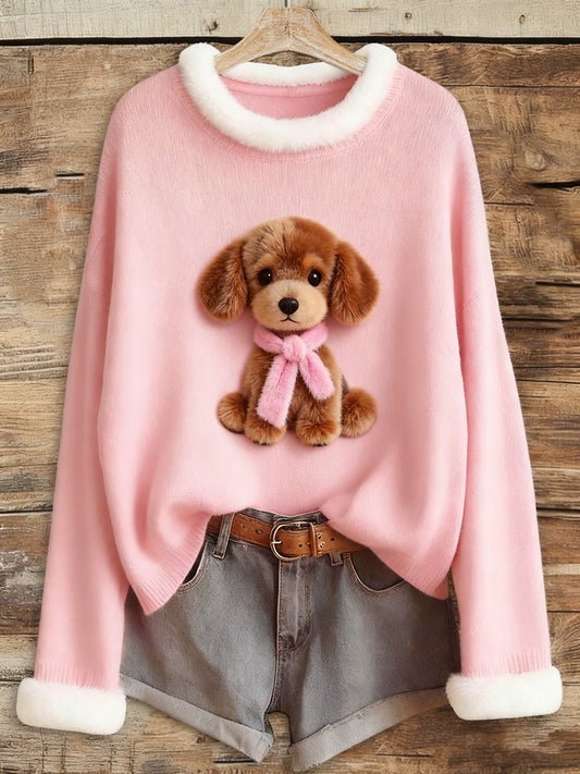 Le cancer du sein rose des femmes en peluche chien imprimé Tops