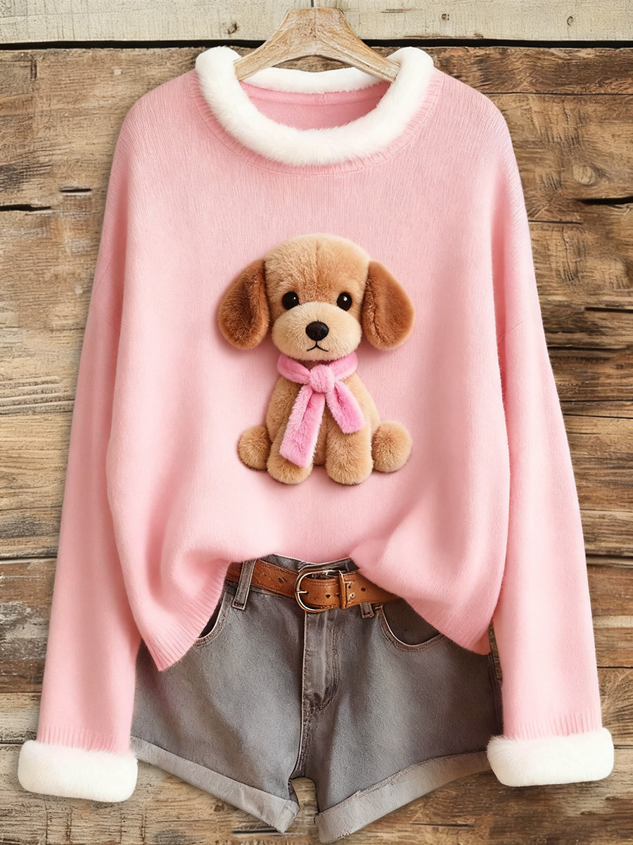 Le cancer du sein rose des femmes en peluche chien imprimé Tops