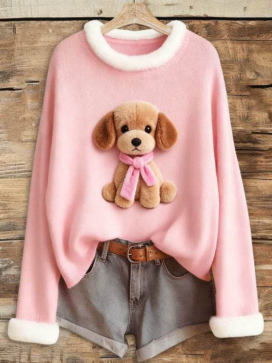 Le cancer du sein rose des femmes en peluche chien imprimé Tops