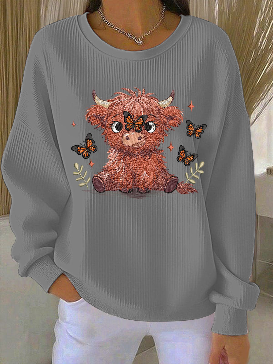 Sweat-shirt Highland Cow Print Femme