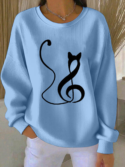 Les femmes de la musique Note inspiré Cat Imprimer Sweatshirt