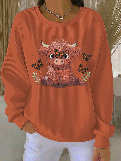 Sweat-shirt Highland Cow Print Femme