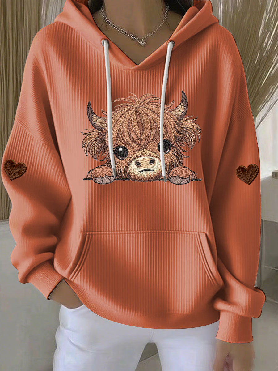 Chandail à capuchon Highland Cow Print Femme
