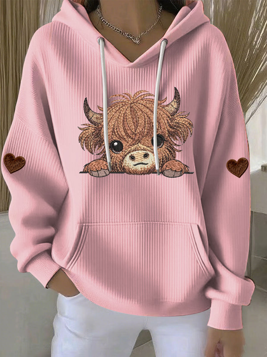 Chandail à capuchon Highland Cow Print Femme
