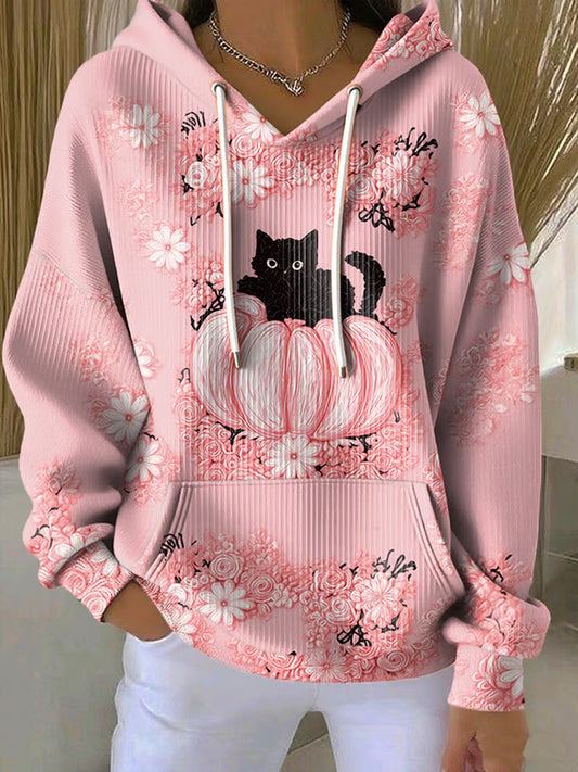 Sweat à capuche à imprimé floral pour femmes