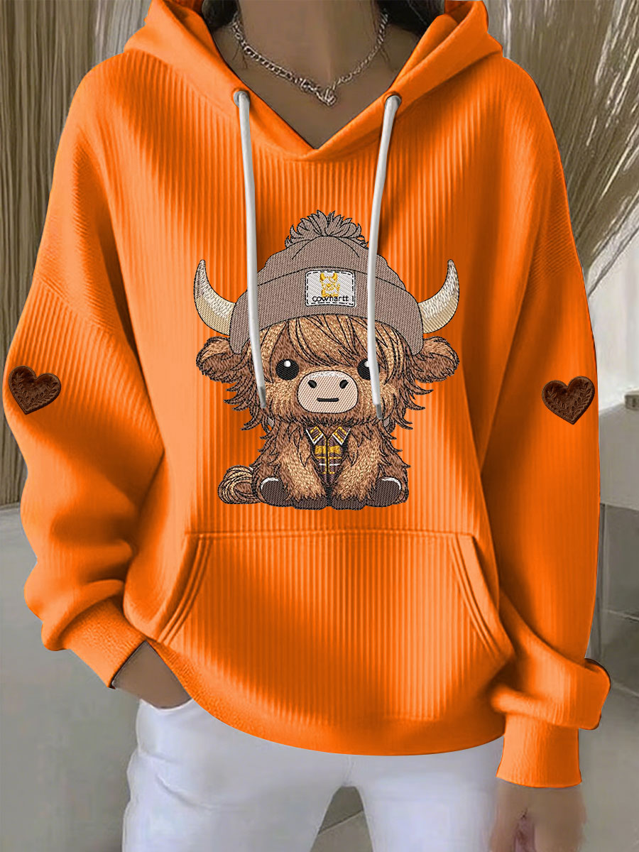 Chandail à capuchon Highland Cow Print Femme