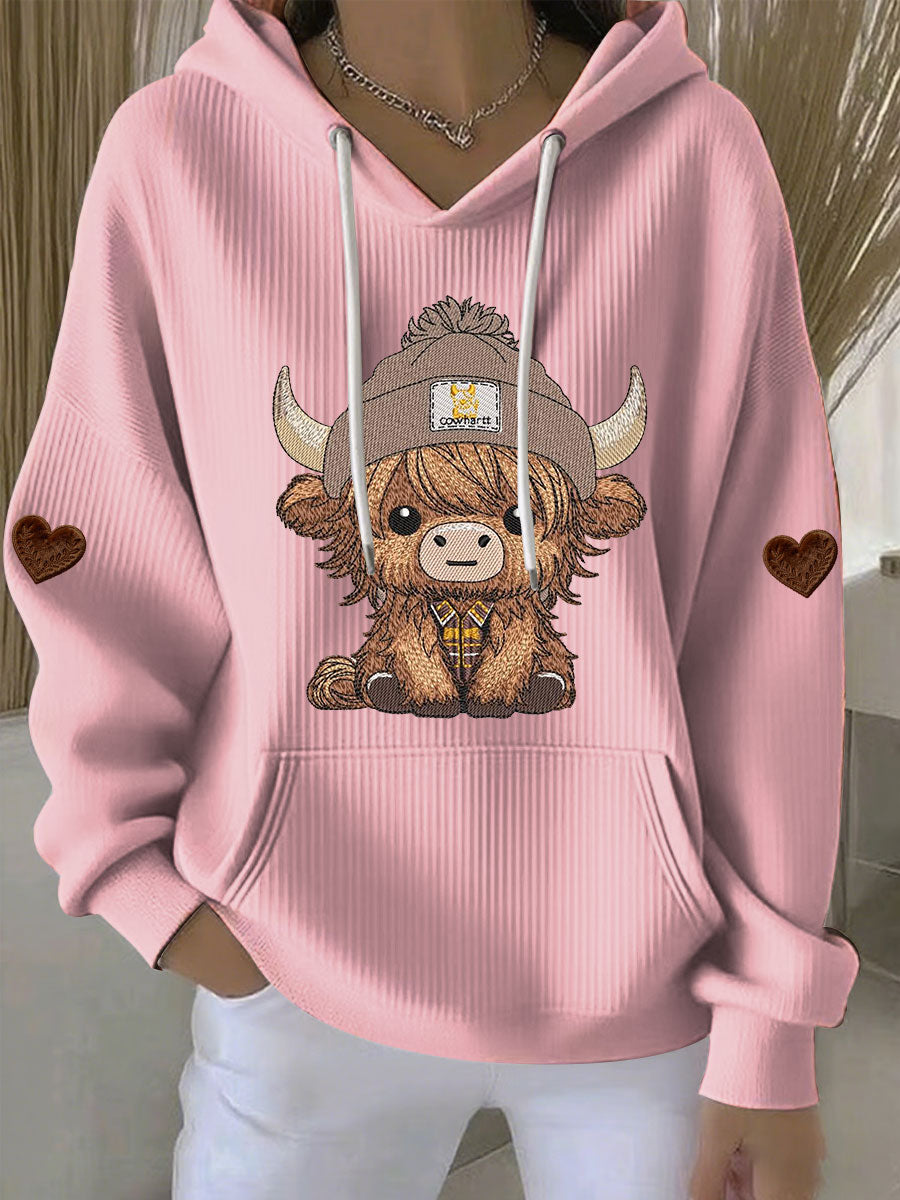 Chandail à capuchon Highland Cow Print Femme