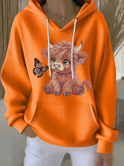 Chandail à capuchon Highland Cow Print Femme