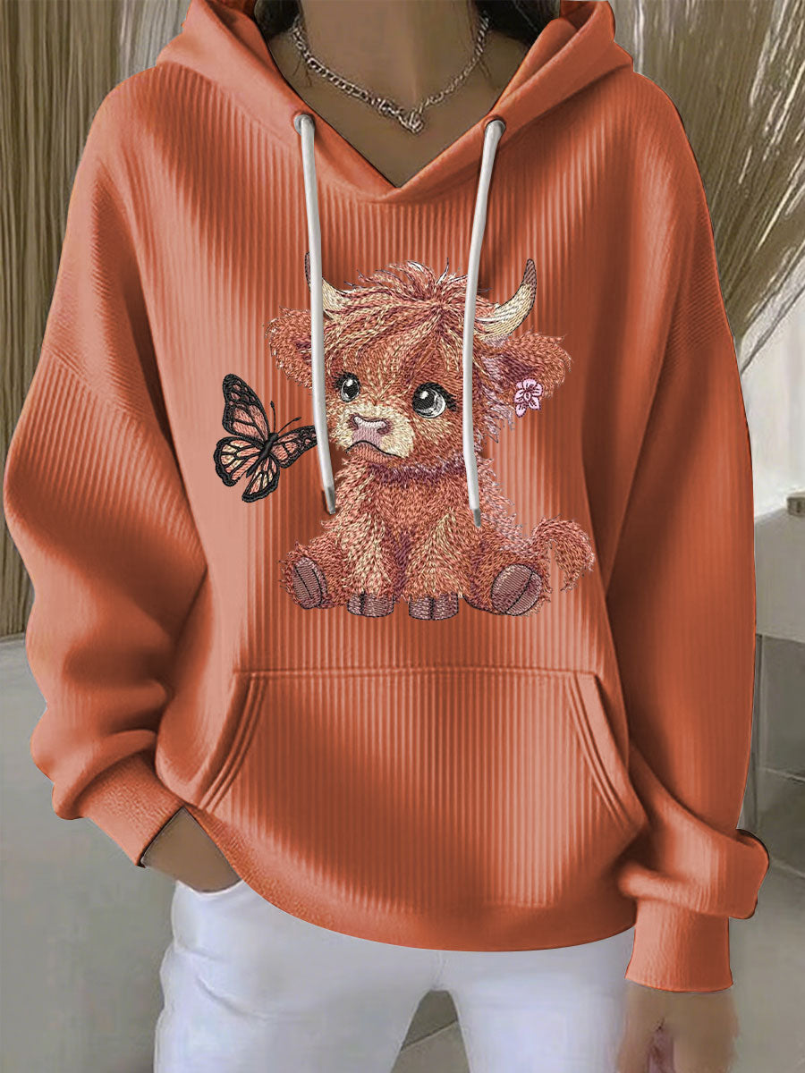 Chandail à capuchon Highland Cow Print Femme