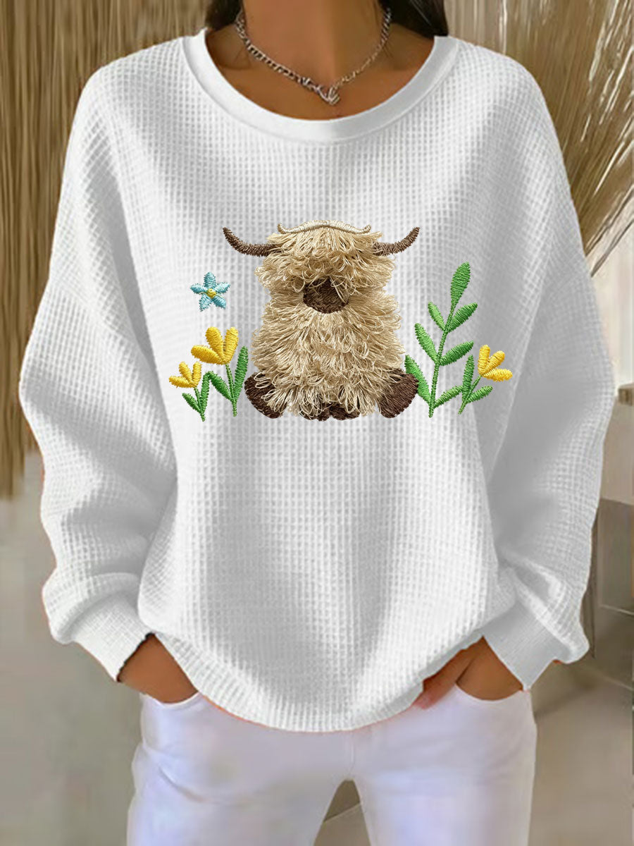 Sweat-shirt Highland Cow Print Femme