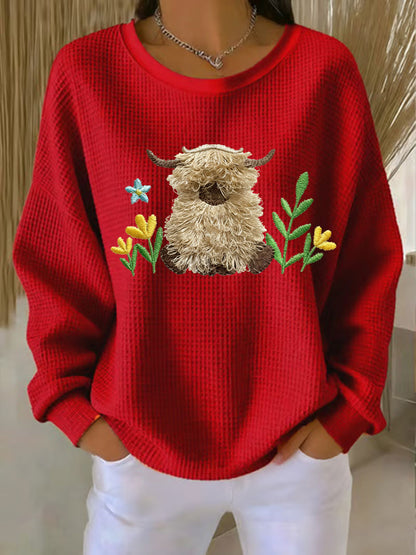 Sweat-shirt Highland Cow Print Femme