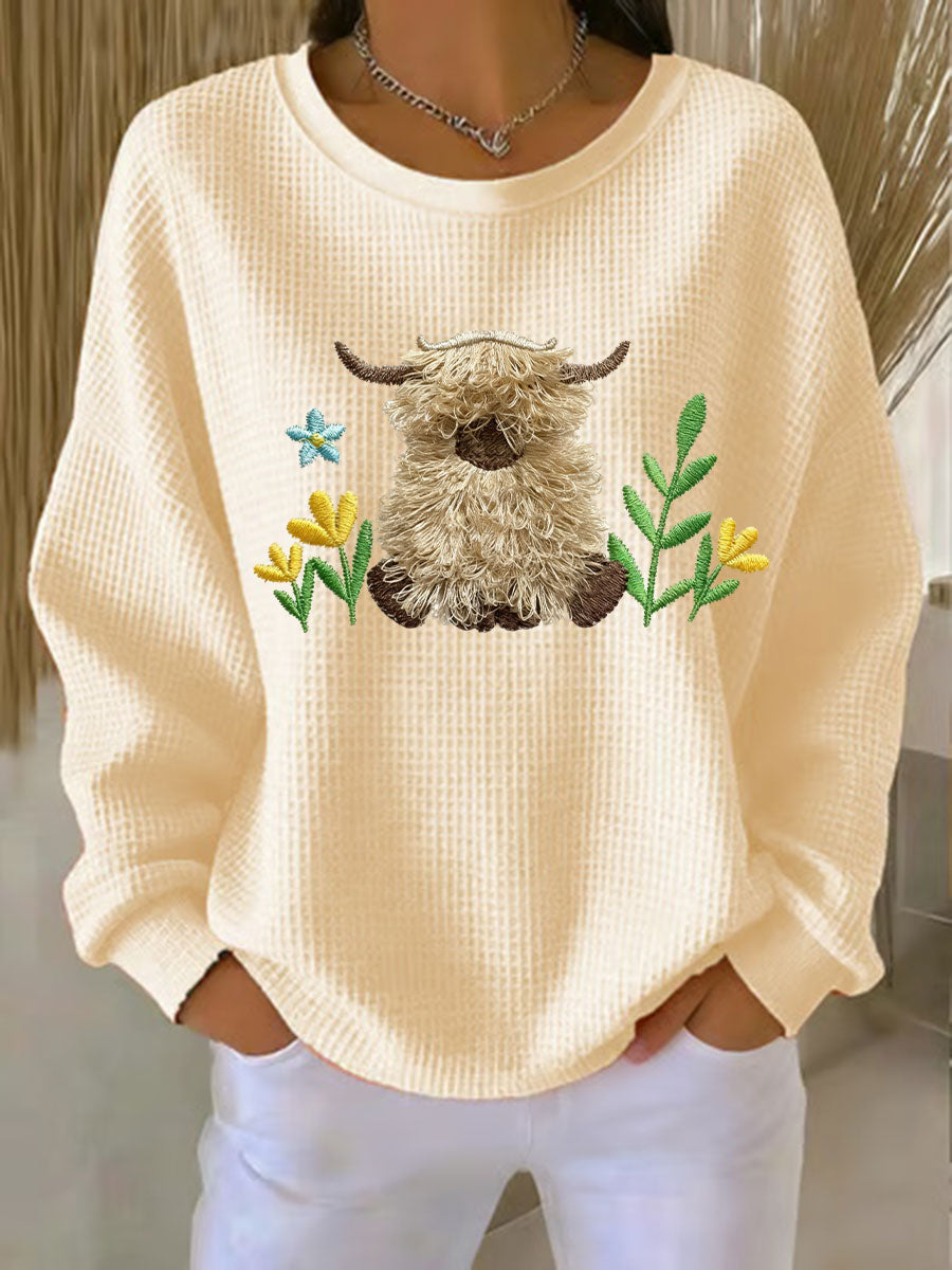 Sweat-shirt Highland Cow Print Femme