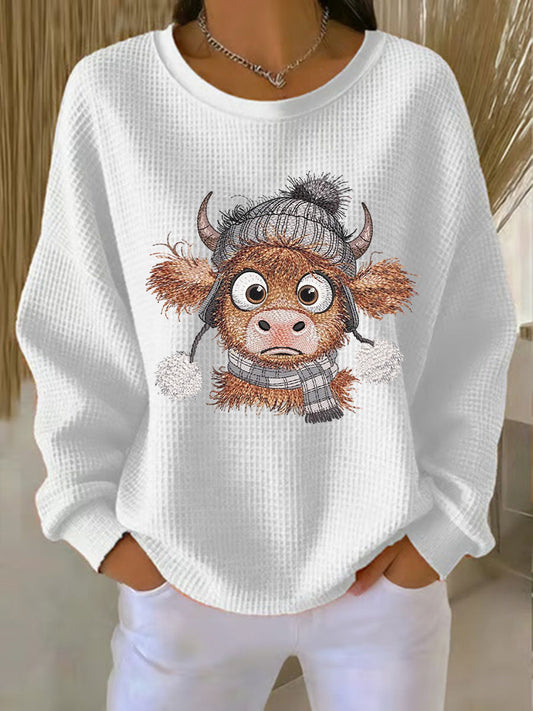Sweat-shirt Highland Cow Print Femme